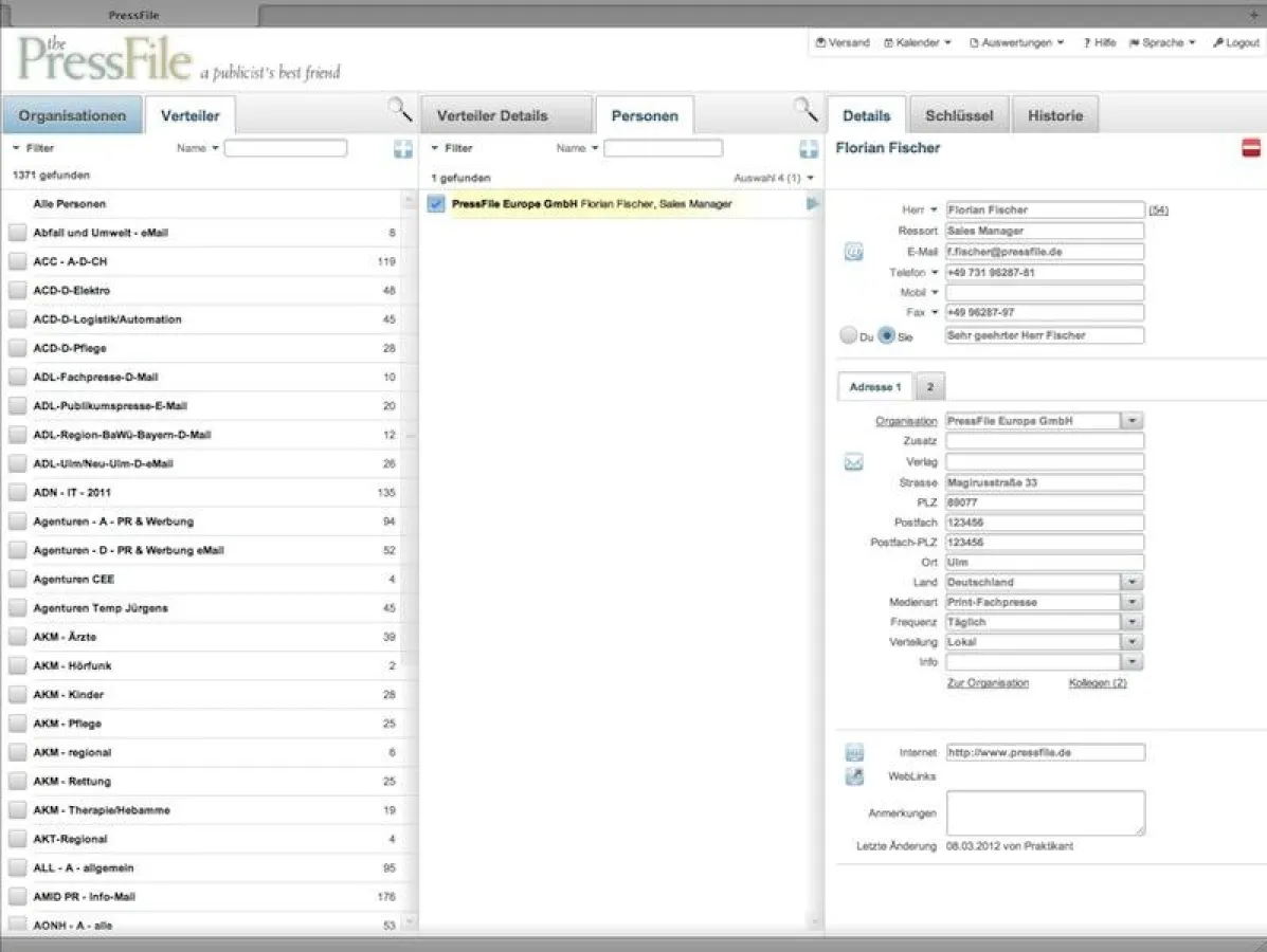 Pressfile liefert dem Benutzer alle wesentlichen Informationen auf einen Blick