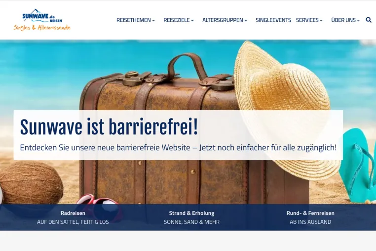 Sunwave launcht barrierefreie Homepage als einer der ersten Spezial Veranstalter Bild: Sunwave launcht barrierefreie Homepage als einer der ersten Spezial Veranstalter