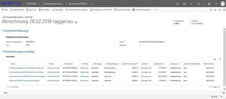 Bild: Auftragsabwicklung und Faktura mit UniPRO/Software & Consulting