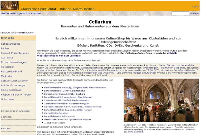 Bild: Cellarium Web - Klosterladen: stärkster Verbraucherschutz implementiert