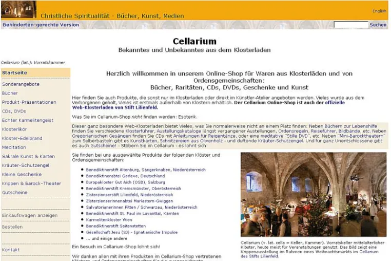 Bild: Cellarium Web - Klosterladen: stärkster Verbraucherschutz implementiert