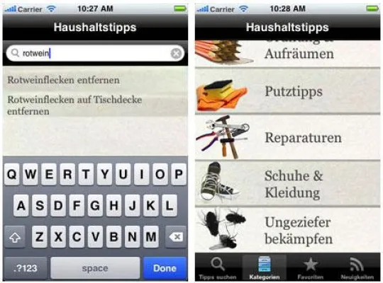 Für alle Fälle - Haushaltstipps auf dem iPhone Bild: Für alle Fälle - Haushaltstipps auf dem iPhone