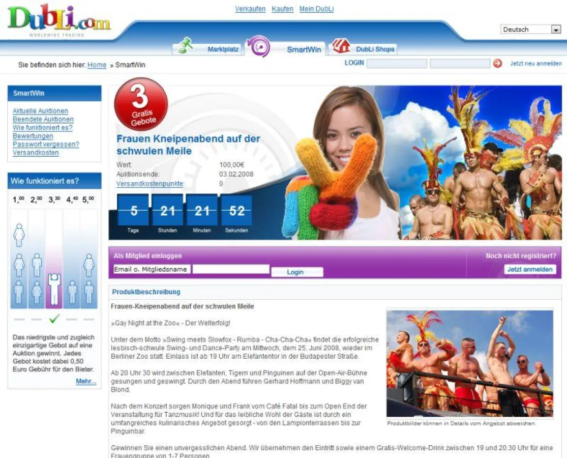 Berliner Auktionsportal DubLi versteigert Frauen-Kneipenabend auf der schwulen Meile