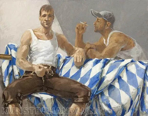 Faune vor weiß-blau Bild: Faune vor weiß-blau