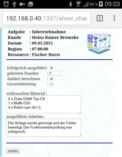 Bild: PlanningPME nun auch mit Auftragsdatenerfassung