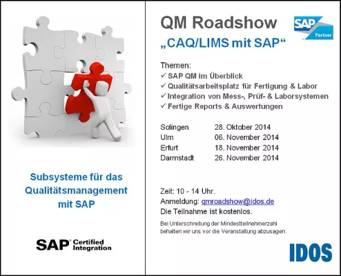 Bild: IDOS QM Roadshow zum Thame "CAQ/LIMS mit SAP"