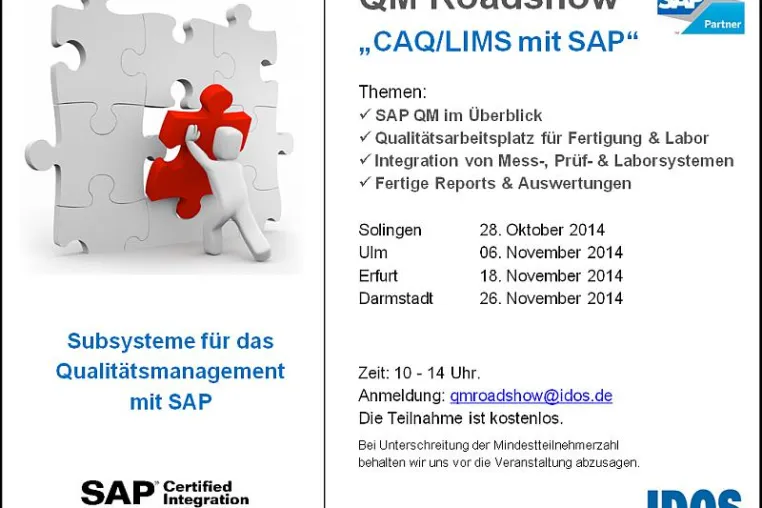 Bild: IDOS QM Roadshow zum Thame "CAQ/LIMS mit SAP"