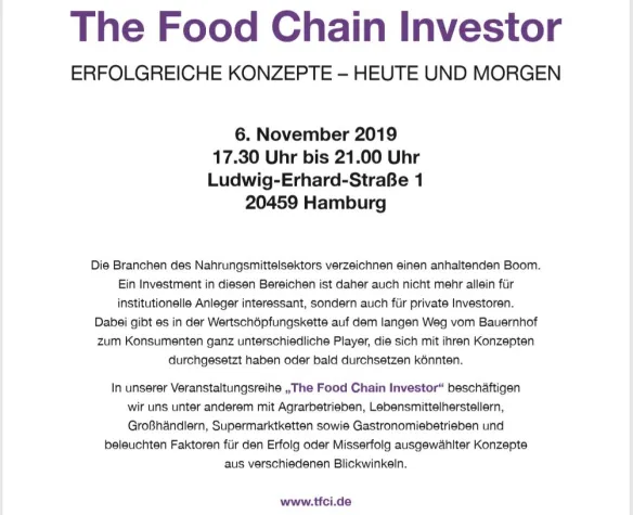 Bild: TFCI The Foodchain Investor - Herbsttagung am 06.11.2019 in Hamburg