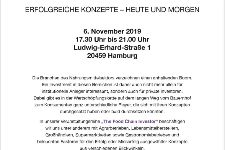 Bild: TFCI The Foodchain Investor - Herbsttagung am 06.11.2019 in Hamburg