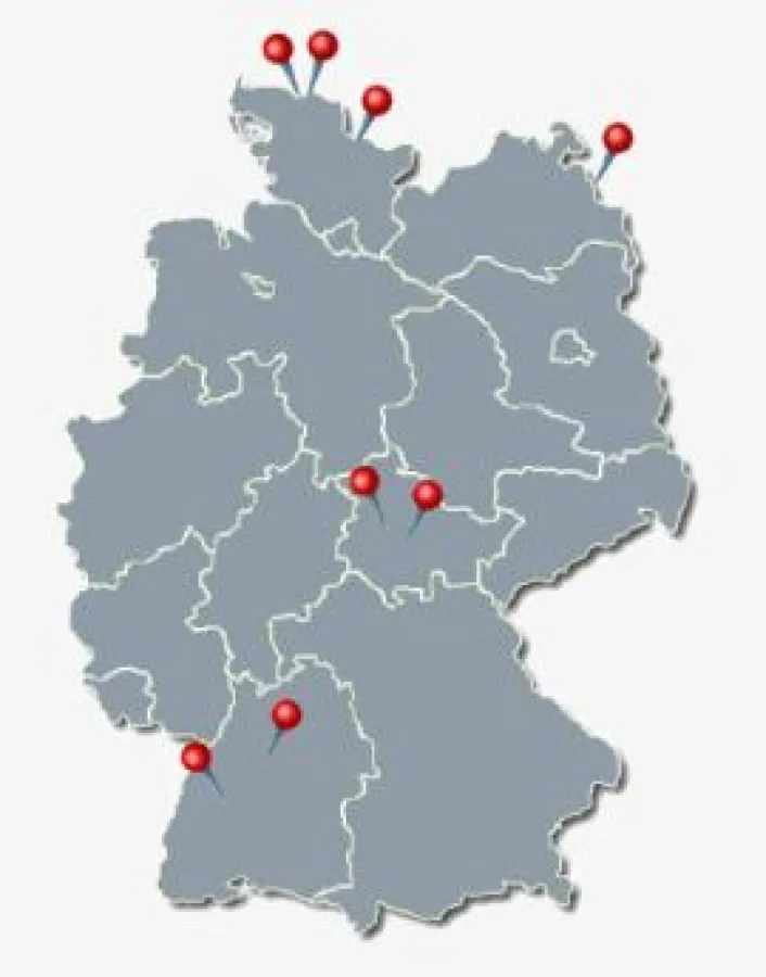 Deutschlandkarte - Seminarangebote 2009 mit PDF-Mausklick