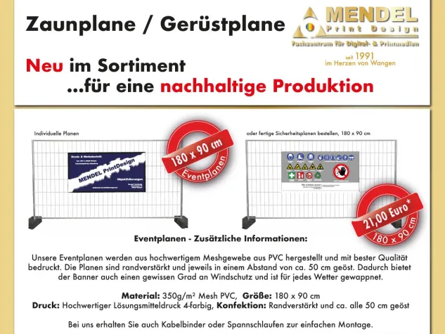 Zaunplanen / Gerüstplanen aus Wangen Bild: Zaunplanen / Gerüstplanen aus Wangen