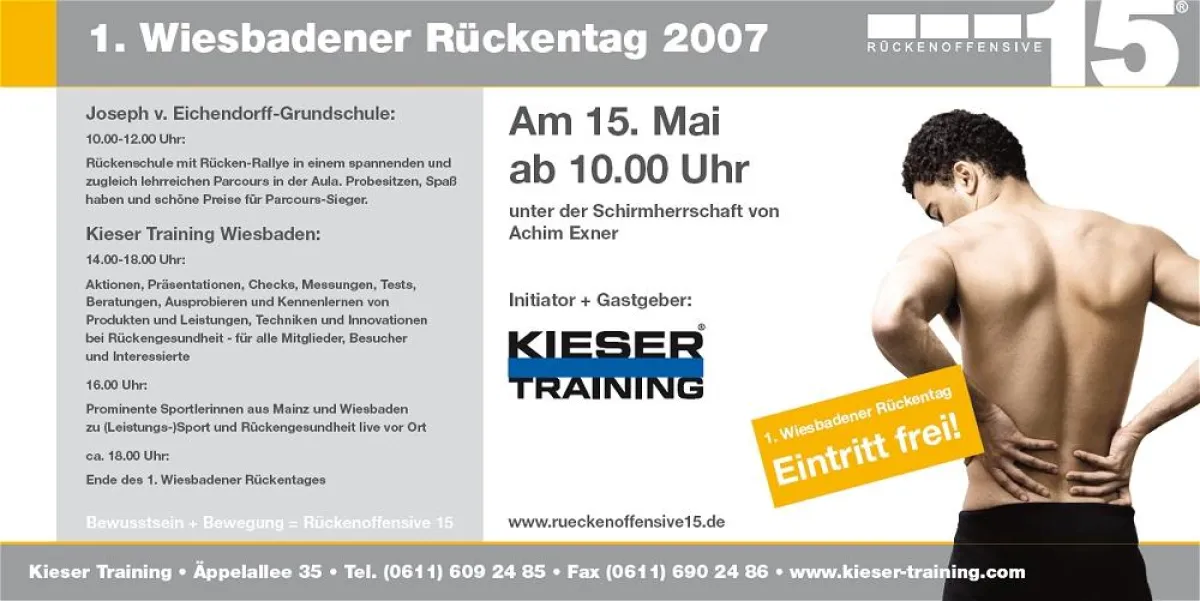Rückenoffensive 15, die deutschlandweite Bewegung für einen gesunden Rücken, zu Gast auf dem 1. Wiesbadener Rückentag am 15. Mai 2007