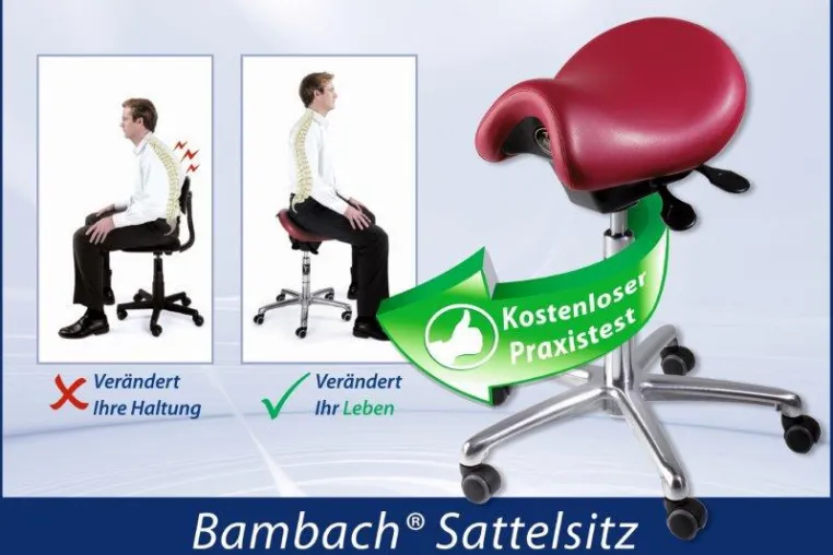 Bild: Der Bambach-Sattelsitz – Schafft Entspannung für Ihren Rücken!