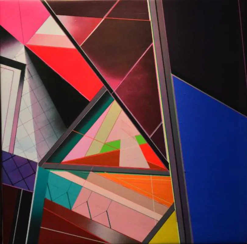Gonzalo Fuentes, O.T. (Serie Mixtapes), Mischtechnik auf Leinwand, 100 x 100 cm ©artist/100kubik.