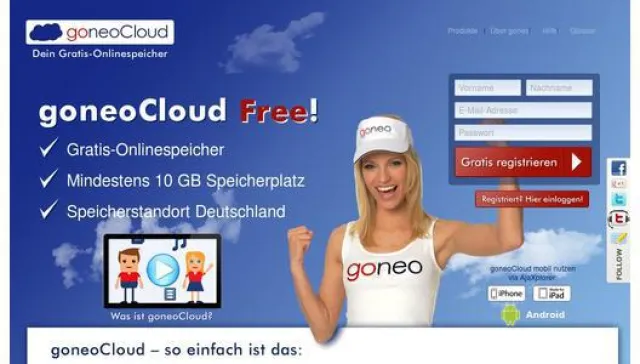 Bild: goneoCloud Free: 10 GB kostenloser Online-Speicher – 5 GB Gratis-Speicher zusätzlich möglich