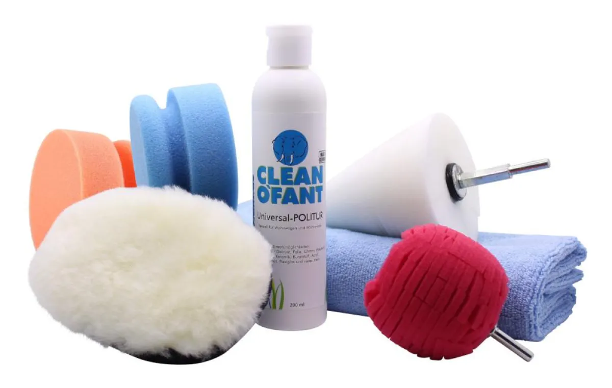CLEANOFANT Universal-POLITUR Set für Akkuschrauber - für Caravan & Wohnmobil