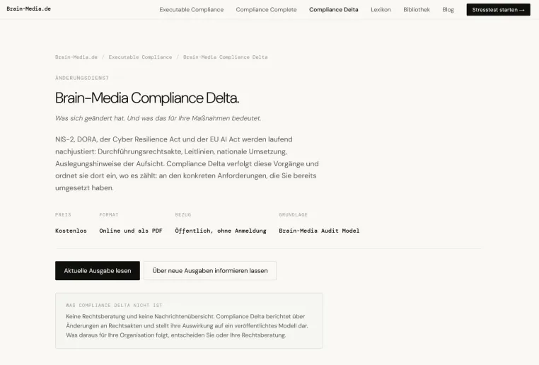 Bild: Compliance Delta, Ausgabe 1: CRA-Meldepflichten greifen, 12.000 NIS-2-Registrierungen fehlen