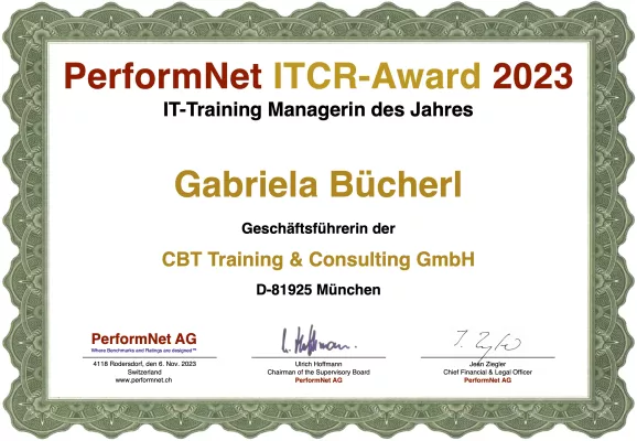 Bild: Der PerformNet ITCR-Award 2023 geht an Gabriela Bücherl