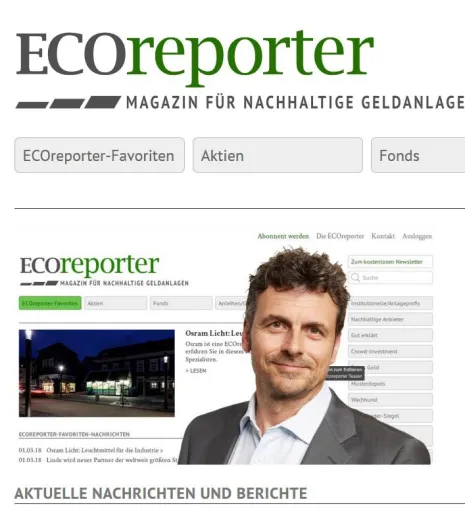 ECOreporter.de mit neuer Website: Übersichtlicher & deutlich schneller! Bild: ECOreporter.de mit neuer Website: Übersichtlicher & deutlich schneller!