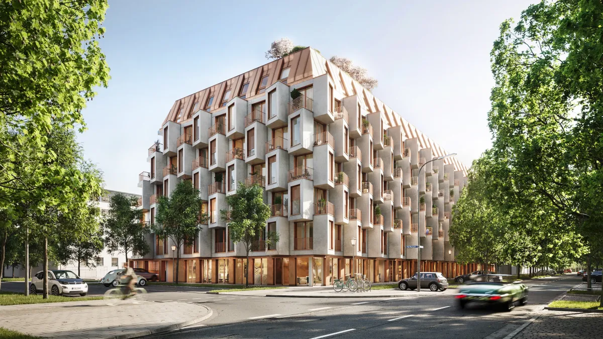 Architektur als Statement: Die Fassade von Van B besitzt eine markante Formensprache. (© Bauwerk)