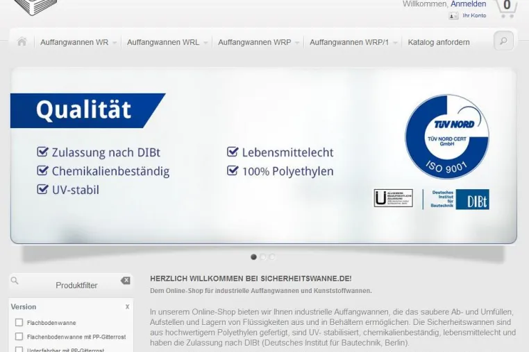 Bild: Online-Shop für industrielle Auffangwannen und Sicherheitspaletten gelauncht