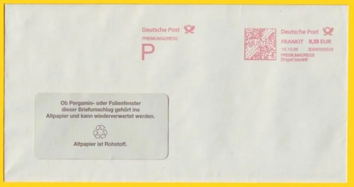 Centormail mit Musterabdruck für Premiumadress
