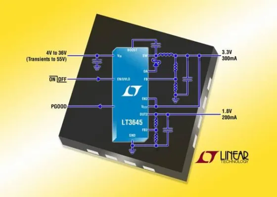 Linear Technology | LT3645: 36V/500mA(IOUT)-DC/DC-Abwärtsregler mit integriertem LDO Bild: Linear Technology | LT3645: 36V/500mA(IOUT)-DC/DC-Abwärtsregler mit integriertem LDO