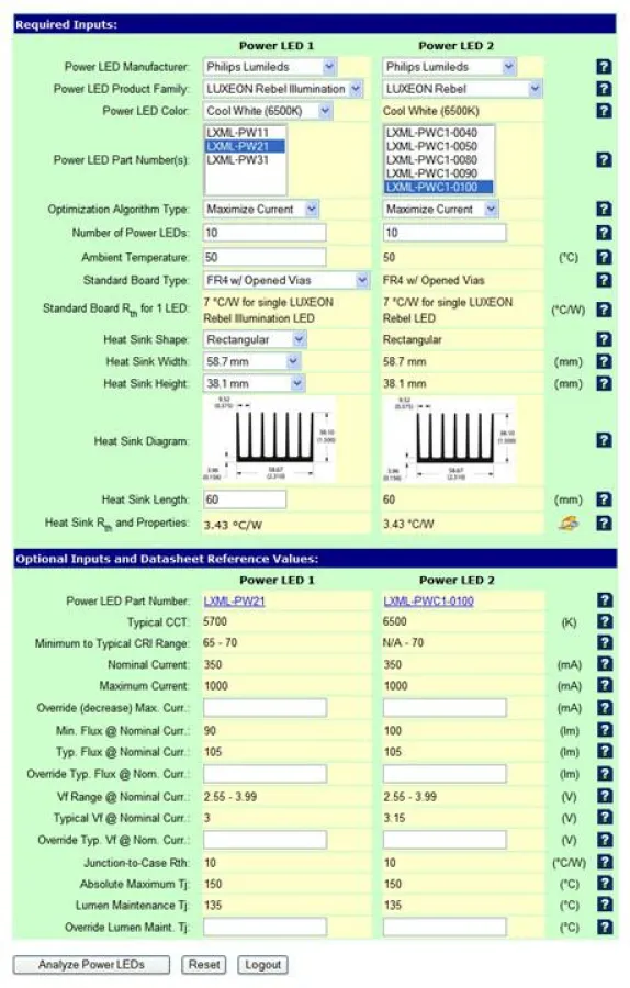 LED-Simulation per Usable Light Tool 2.2