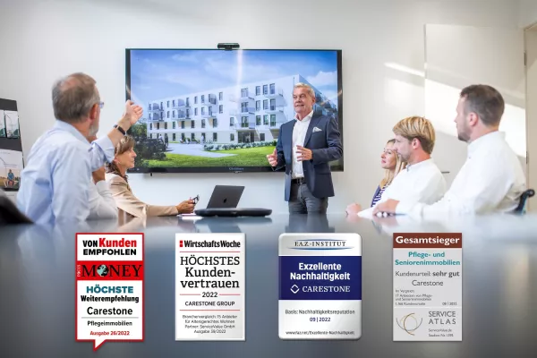 Bild: Carestone ausgezeichnet: Gleich mehrere Publikationen bescheinigen dem Unternehmen Bestnoten