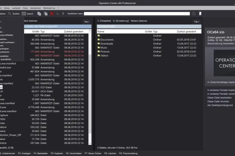 Dateimanager "Operation Center x64 Professional": Überarbeitete Version Bild: Dateimanager "Operation Center x64 Professional": Überarbeitete Version