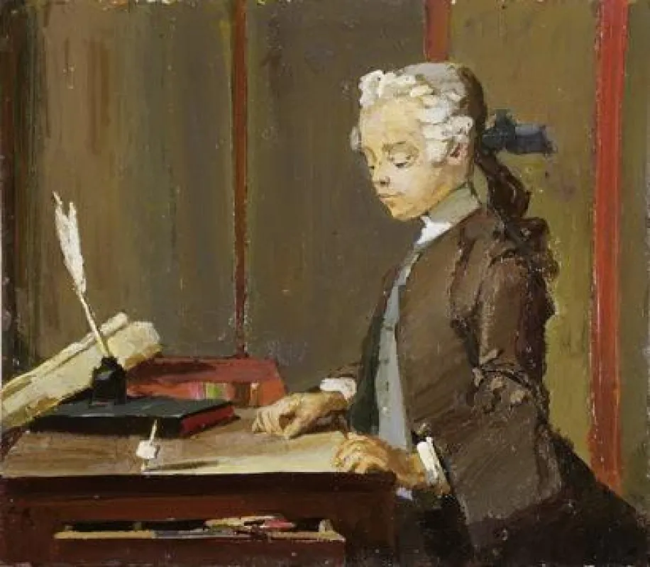 Nach Chardin Der Knabe mit dem Kreisel, 2. Fassung, 2015, Acryl auf Papier, 22, © Galerie Rothamel