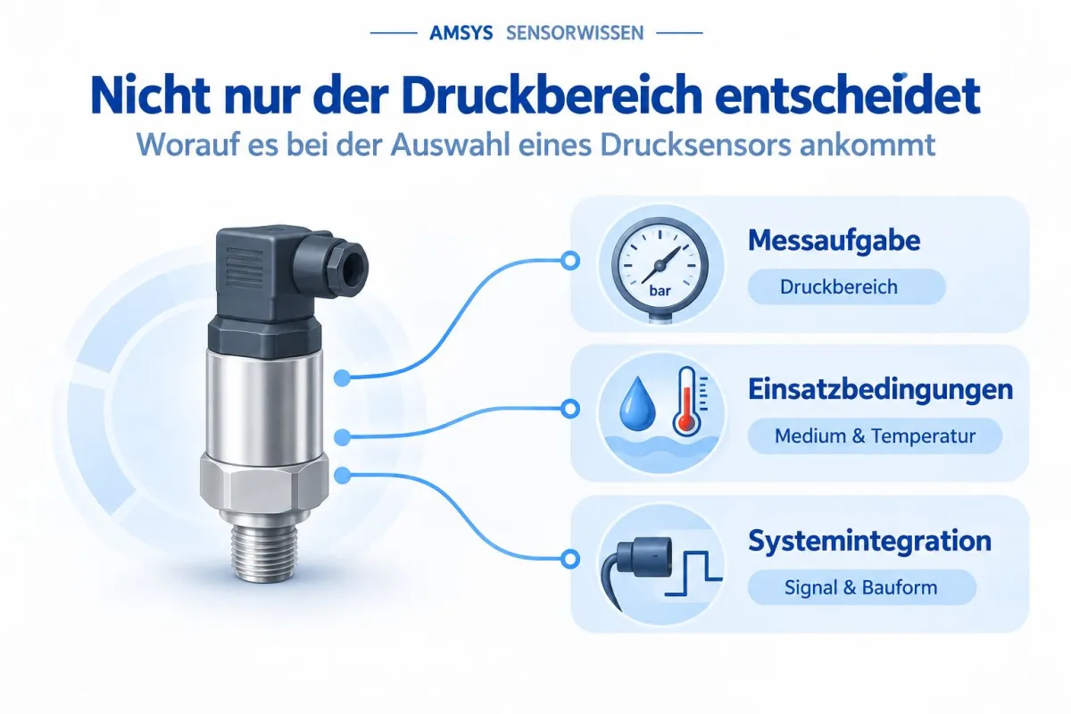 Messaufgabe, Einsatzbedingungen und Systemintegration führen gemeinsam zur passenden Sensorlösung. (© AMSYS GmbH & Co. KG)