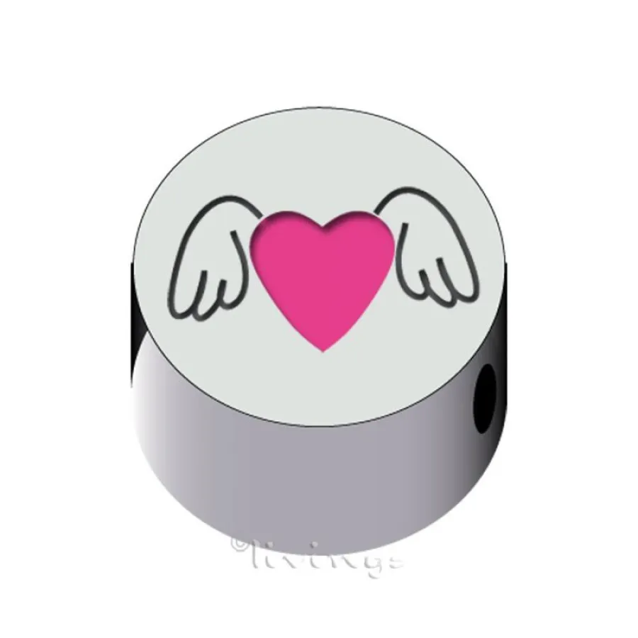 Zauberhaftes Schmuckelement mit tollem Motiv: das Herz mit Engelsflügeln steht für Liebe und Schutz