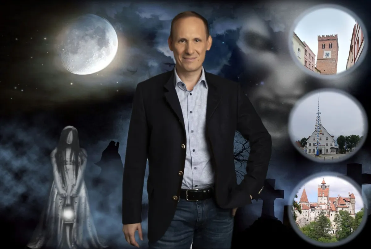 Buchtipp zu Weihnachten: Peter Siemsen empfiehlt „Draculas Gast“ als spannende Winterlektüre. (© Fotos: Privat, Hintergrundbild: Pixabay)