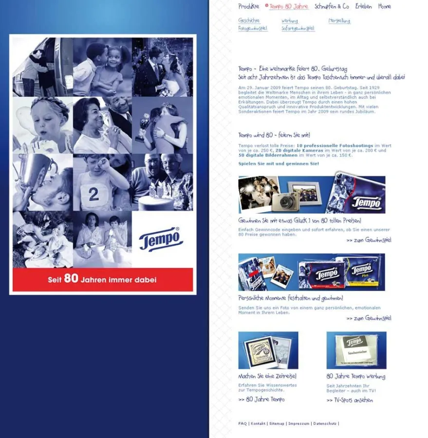 Die Tempo Website im Jubiläumslook
