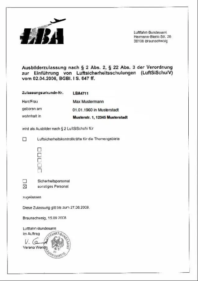 Musterzulassung des Luftfahrtbundesamtes