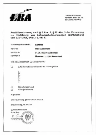 Bild: Neue Luftsicherheitsschulungsverordnung des Luftfahrtbundesamtes -- Wer prüft die aktuelle Ausbilderzulassung?