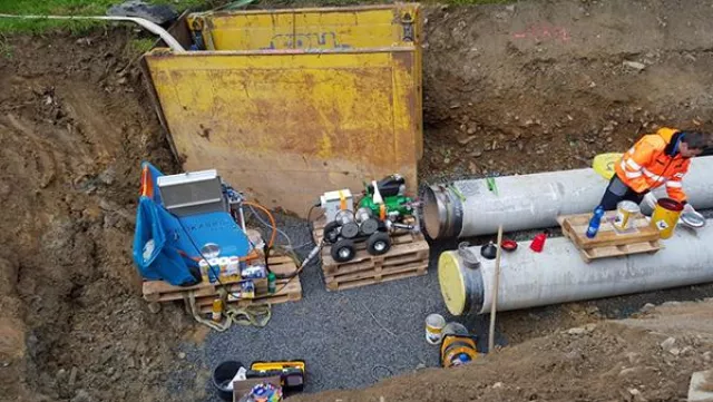 Bild: 12 Millionen Euro Sanierung von Trinkwasserleitung mit KASRO Spachtelroboter