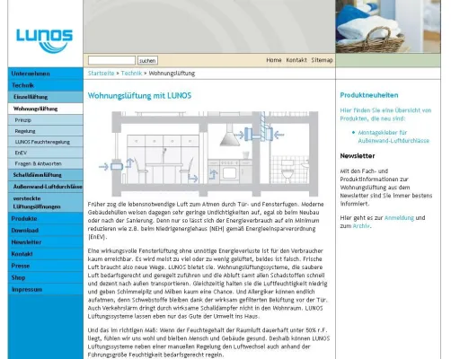 Neue Internetpräsenz von LUNOS Lüftungstechnik GmbH Bild: Neue Internetpräsenz von LUNOS Lüftungstechnik GmbH