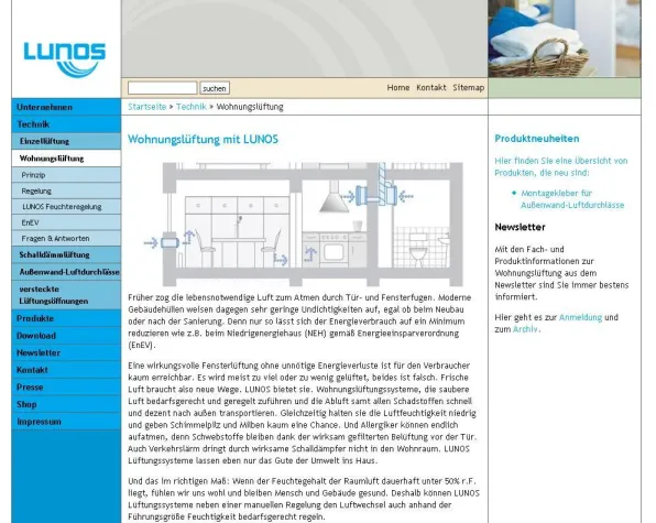 Bild: Neue Internetpräsenz von LUNOS Lüftungstechnik GmbH