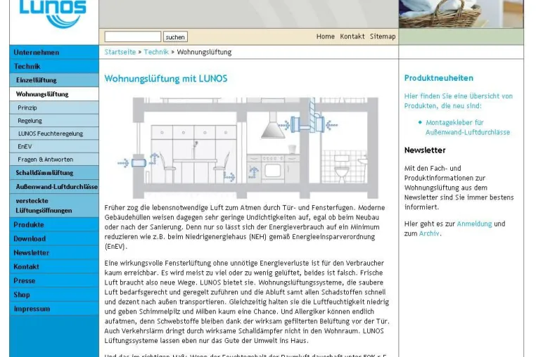 Bild: Neue Internetpräsenz von LUNOS Lüftungstechnik GmbH