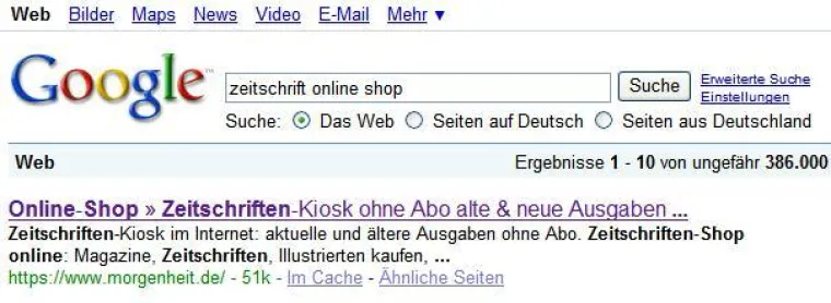 Bild: Zeitschriften-Kiosk im Internet - erhöhte Nachfrage bei Verlagen