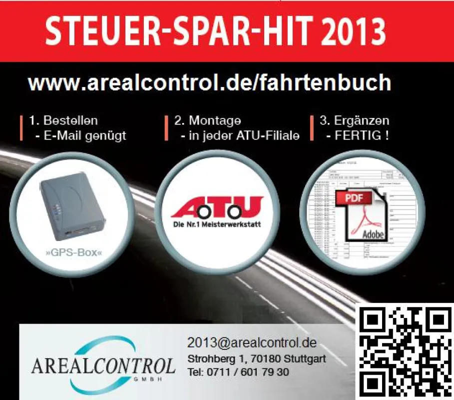Quelle: AREALCONTROL GmbH; professionelle Fahrtenbuchlösung mit 99,9% Anerkennungs-Garantie!