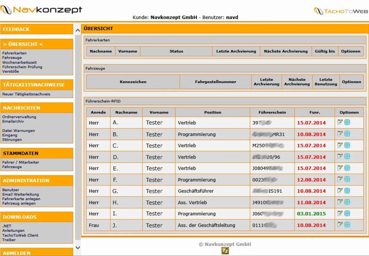 Screenshot - TachoToWeb-Portal