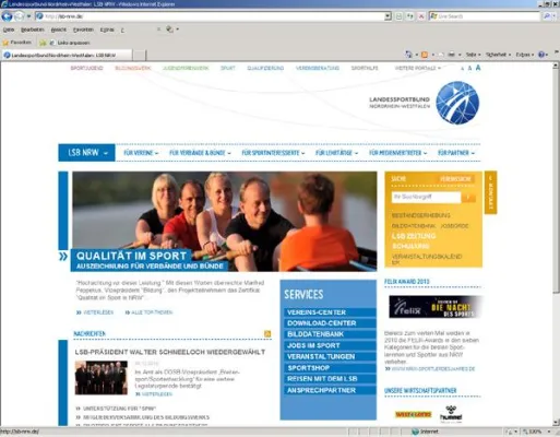 Bild: Internetagentur kernpunkt GmbH schickt neuen Webauftritt des Landessportbunds Nordrhein-Westfalen ins Rennen