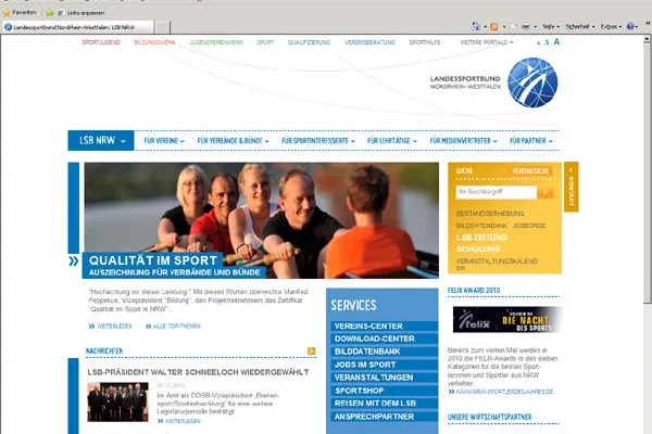 Bild: Internetagentur kernpunkt GmbH schickt neuen Webauftritt des Landessportbunds Nordrhein-Westfalen ins Rennen