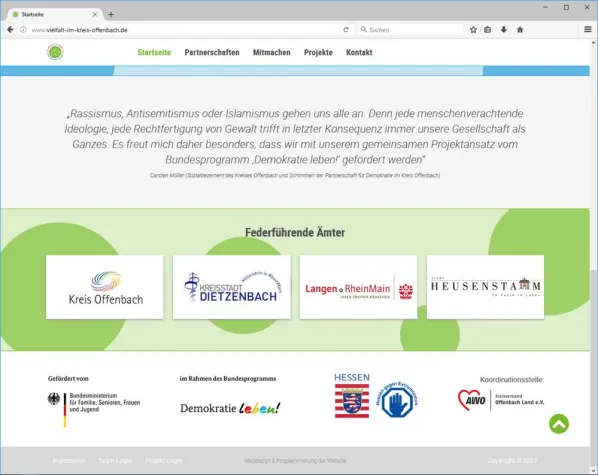 Bild: Neue Homepage der Initiative Partnerschaften für Demokratie im Kreis Offenbach
