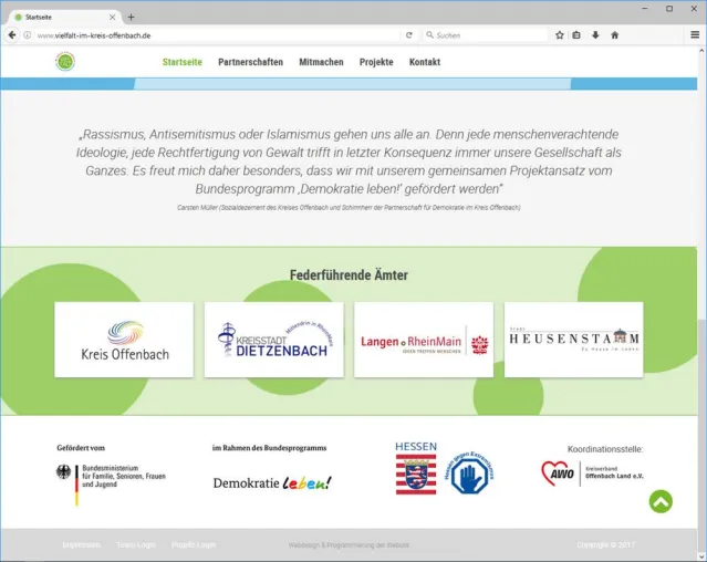 Neue Homepage der Initiative Partnerschaften für Demokratie im Kreis Offenbach Bild: Neue Homepage der Initiative Partnerschaften für Demokratie im Kreis Offenbach