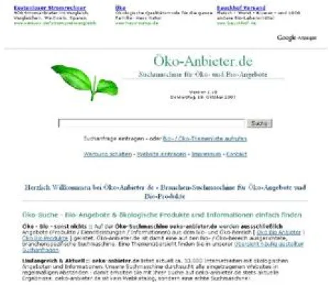 Bild: Öko-Suchmaschine erleichtert das Finden ökologischer Angebote und Unternehmen