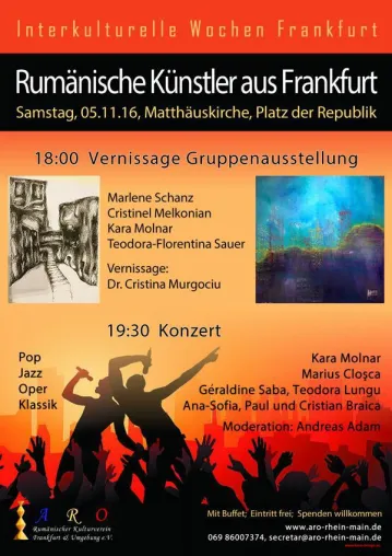 Bild: 05.11. Matthäuskirche "11 rumänische Künstler aus Frankfurt": 18:00 Vernissage, 19:30 Konzert